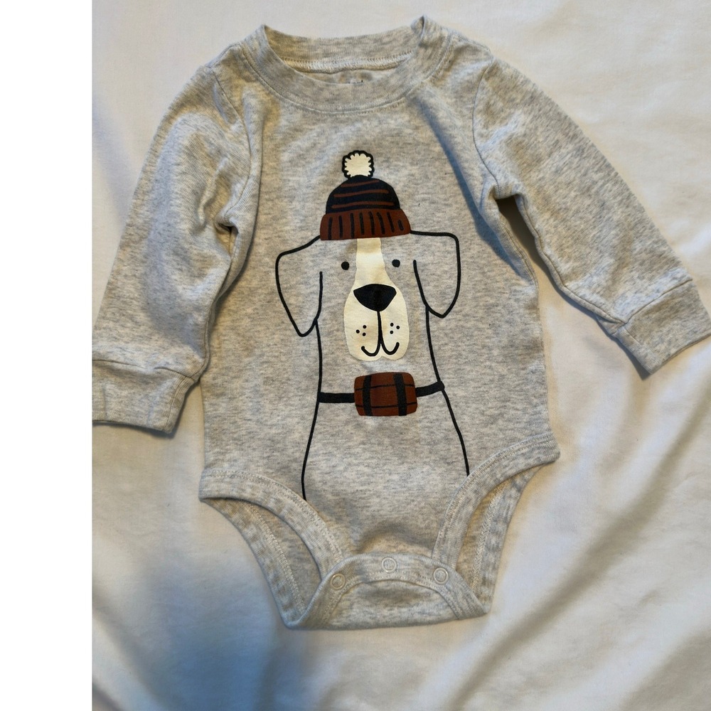 Carters‎ Baby Boys 6 Months Heather Gray Long Sleeve Cotton Bodysuit Snap Bottom
